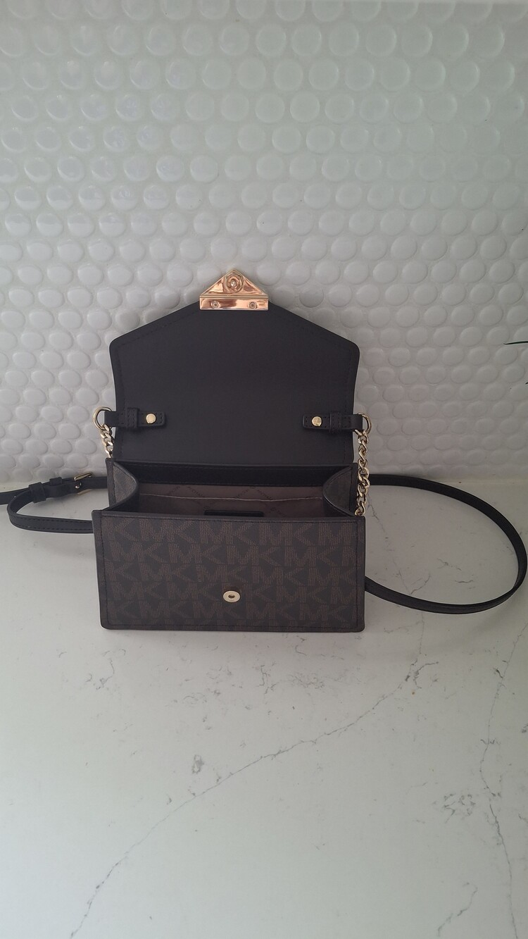 Michael Kors Grace Medium Envelope MK Signature Monogram Top Handle Crossbody - Picture 9 of 14